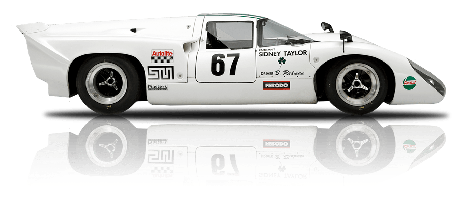 A animation of a white classic lotus race car dipicting our Racing Car Finance Options