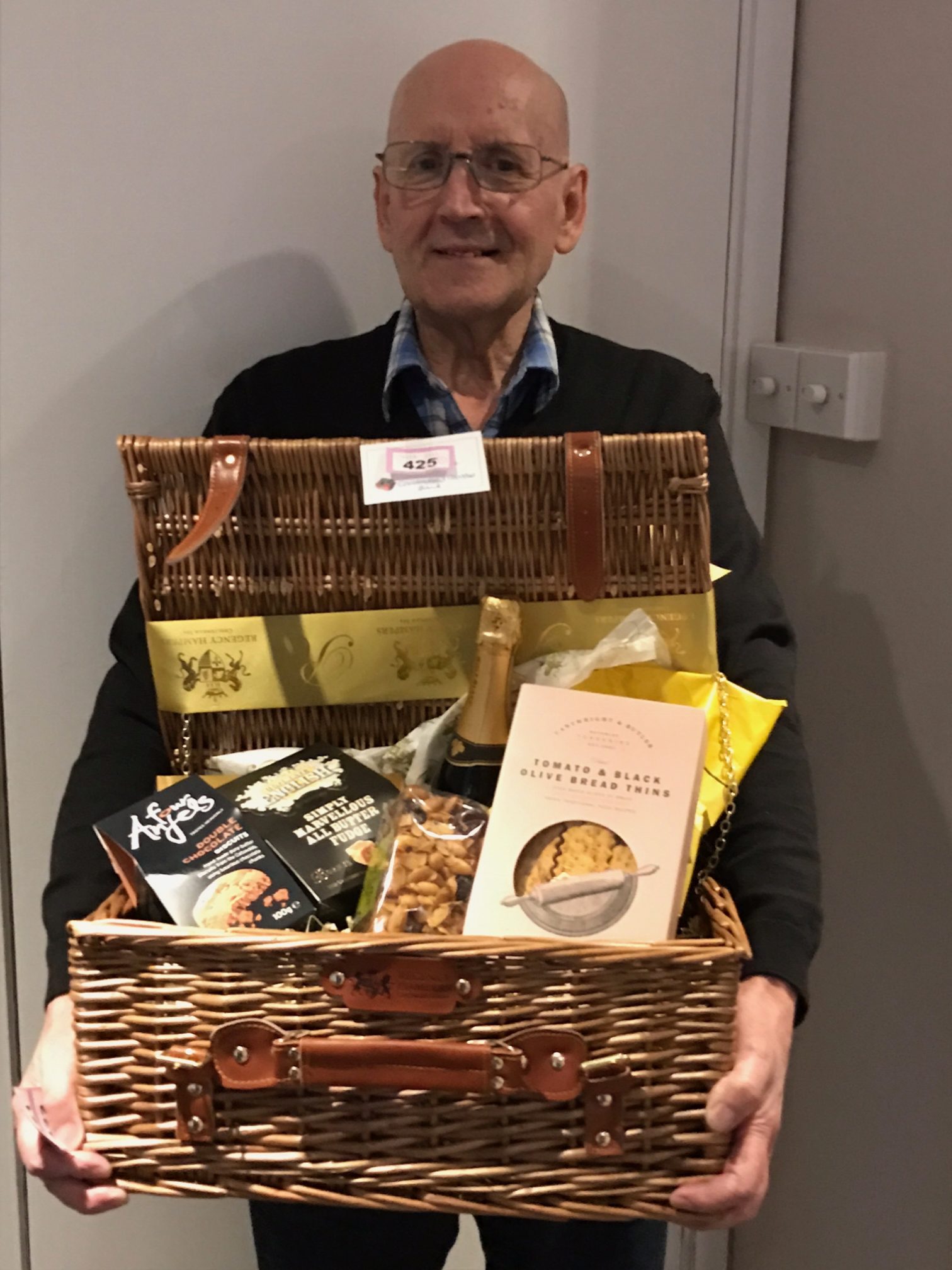 Michael Petchey and his prize hamper