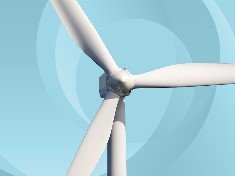 Wind turbine blue background
