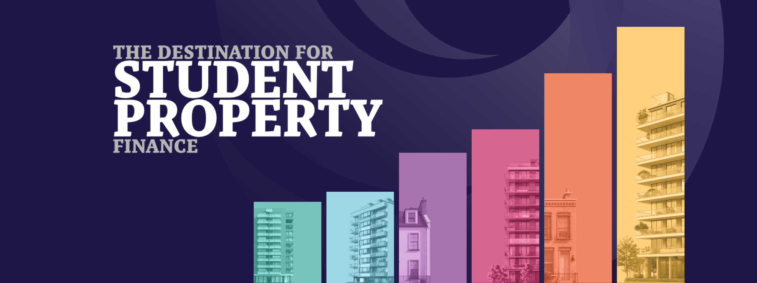 The destination for student property finance in text, next to a colourful graph